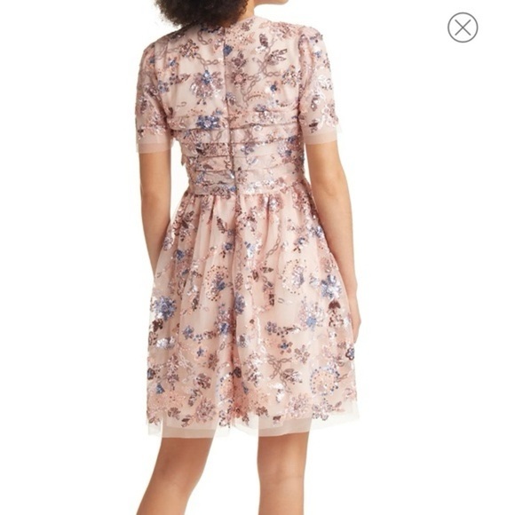 New Rachel Parcell Embroidered Tulle Dress Sequin Sparkle Romantic Party Sz 12 - Picture 4 of 17